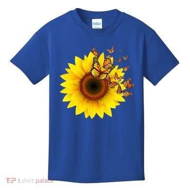 Autumn Fall Sunflower Butterflies Kids T-Shirt