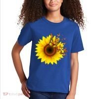 Autumn Fall Sunflower Butterflies Kids T-Shirt thumb 2