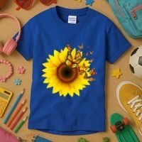 Autumn Fall Sunflower Butterflies Kids T-Shirt thumb 3