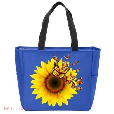 Autumn Fall Sunflower Butterflies Tote Bag