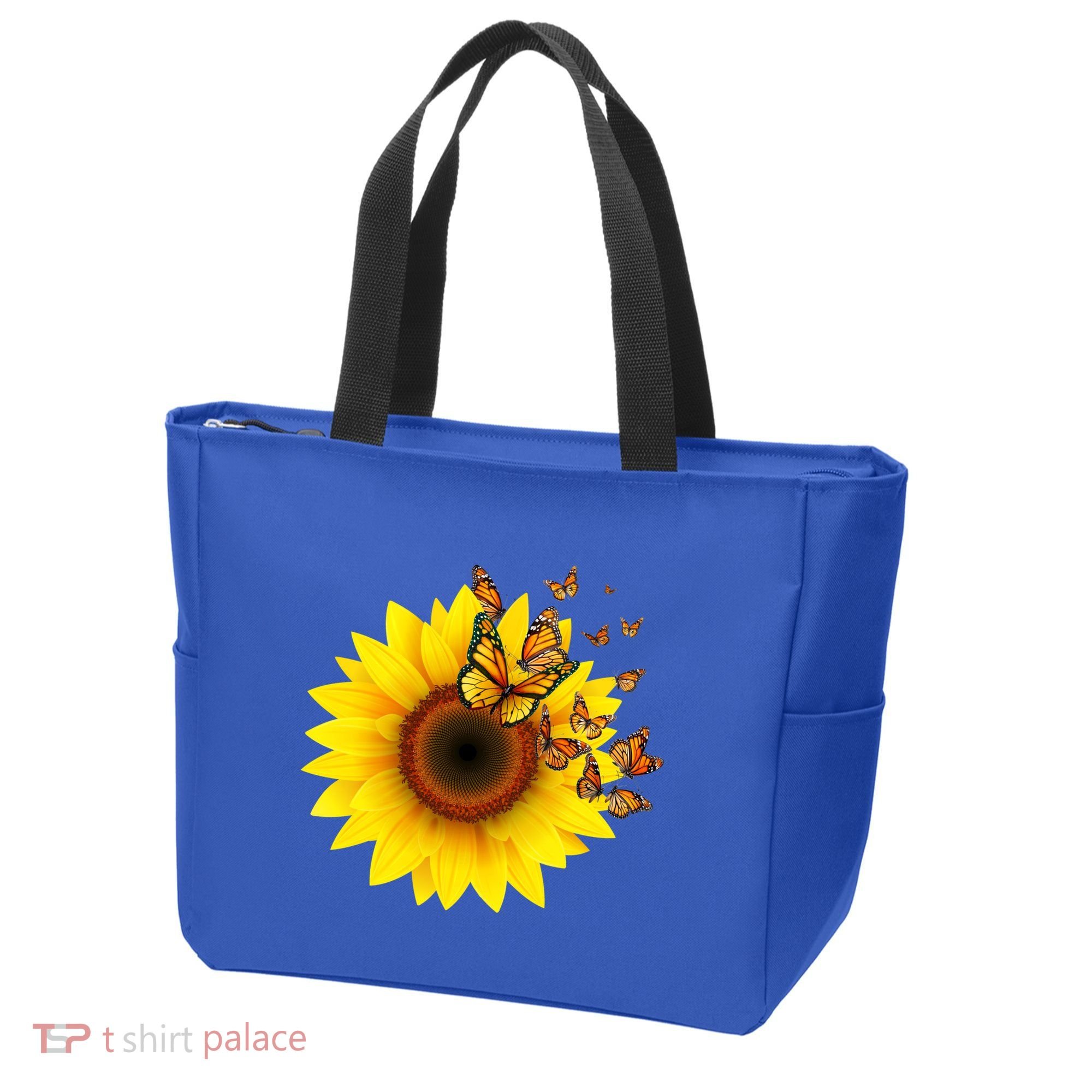 Autumn Fall Sunflower Butterflies Tote Bag