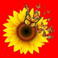 Autumn Fall Sunflower Butterflies Santa Hat thumb 1