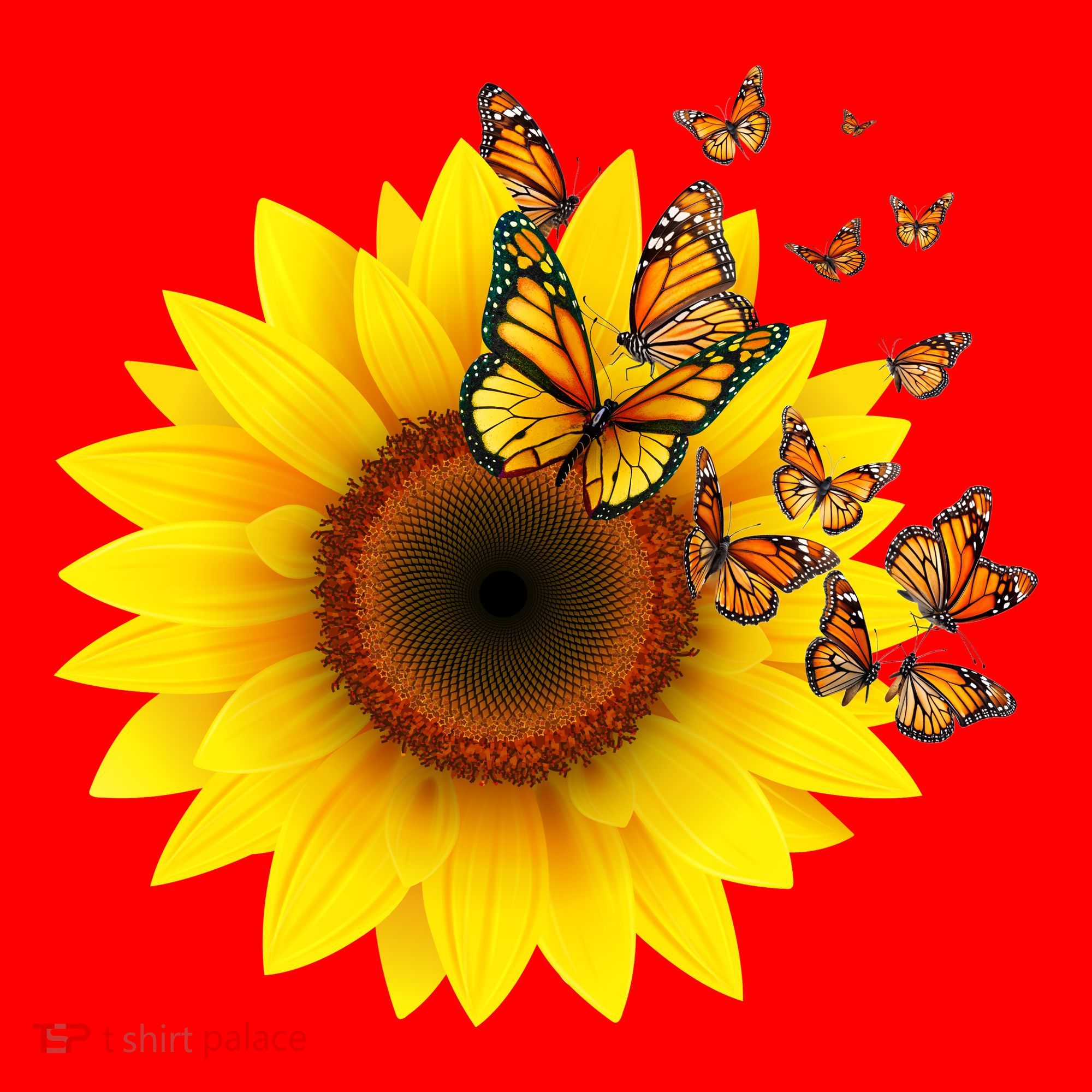 Autumn Fall Sunflower Butterflies Santa Hat