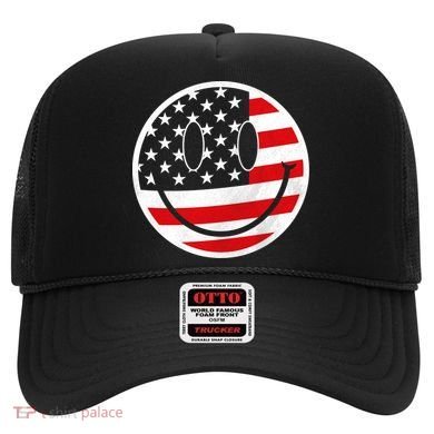 American Flag Smile Vintage Face Hat