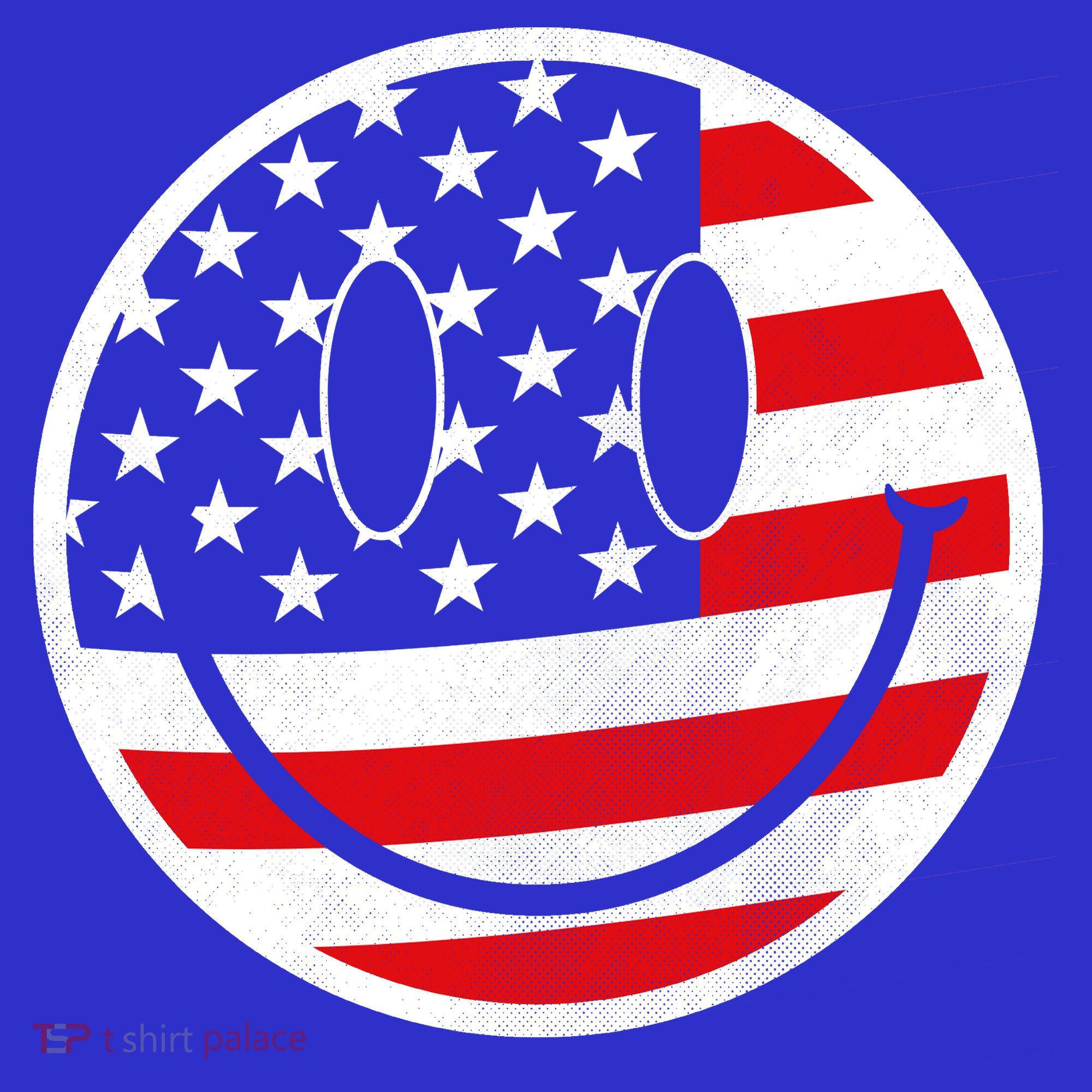 American Flag Smile Vintage Face T-Shirt