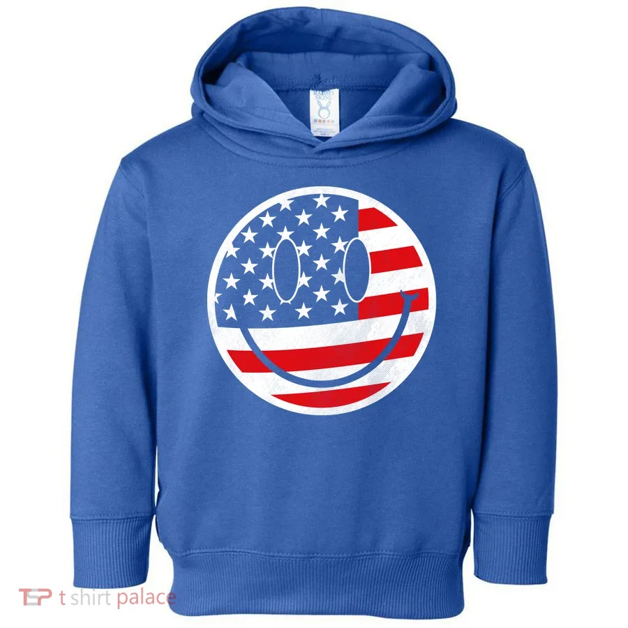 American Flag Smile Vintage Face Toddler Hoodie