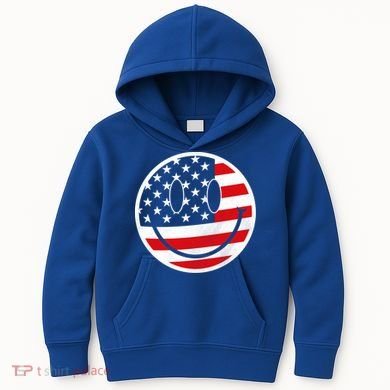 American Flag Smile Vintage Face Kids Hoodie