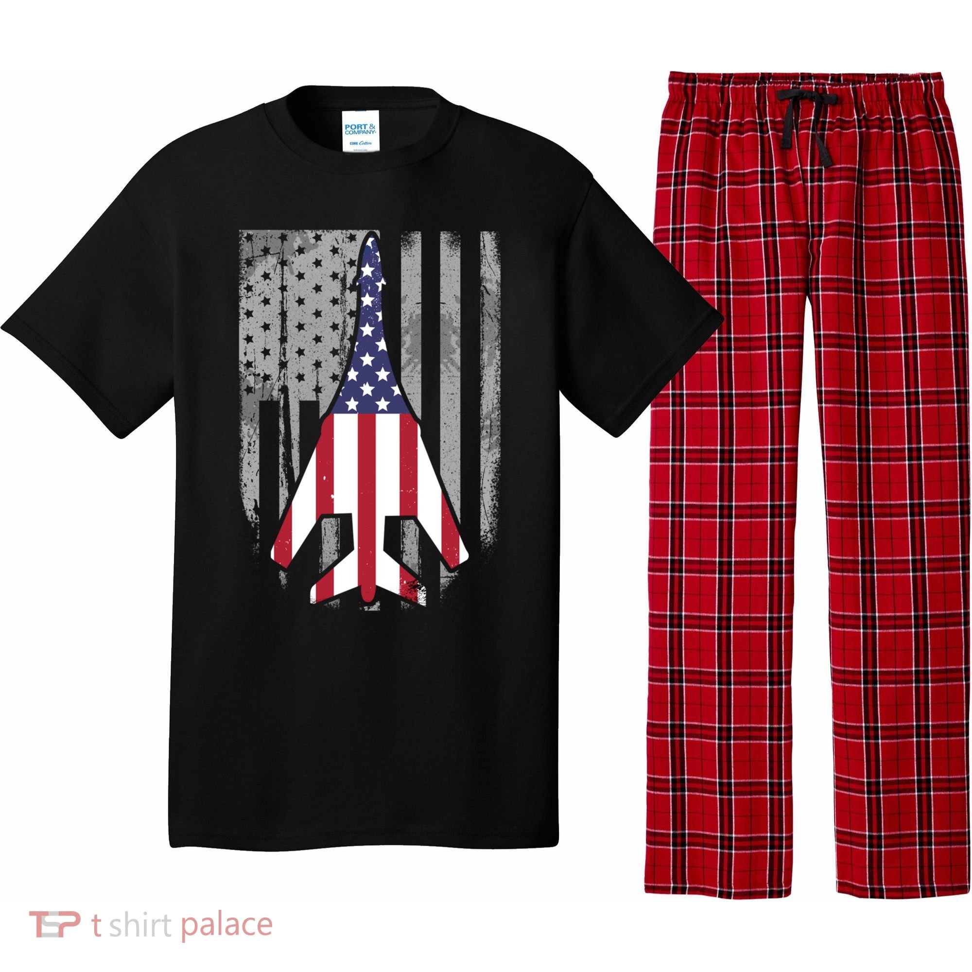 Air Force Supersonic Bgreat Gift1 Bomber Jet American Flag Squadron Gift Pajama Set