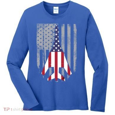 Air Force Supersonic Bgreat Gift1 Bomber Jet American Flag Squadron Gift Women's Long Sleeve Shirt