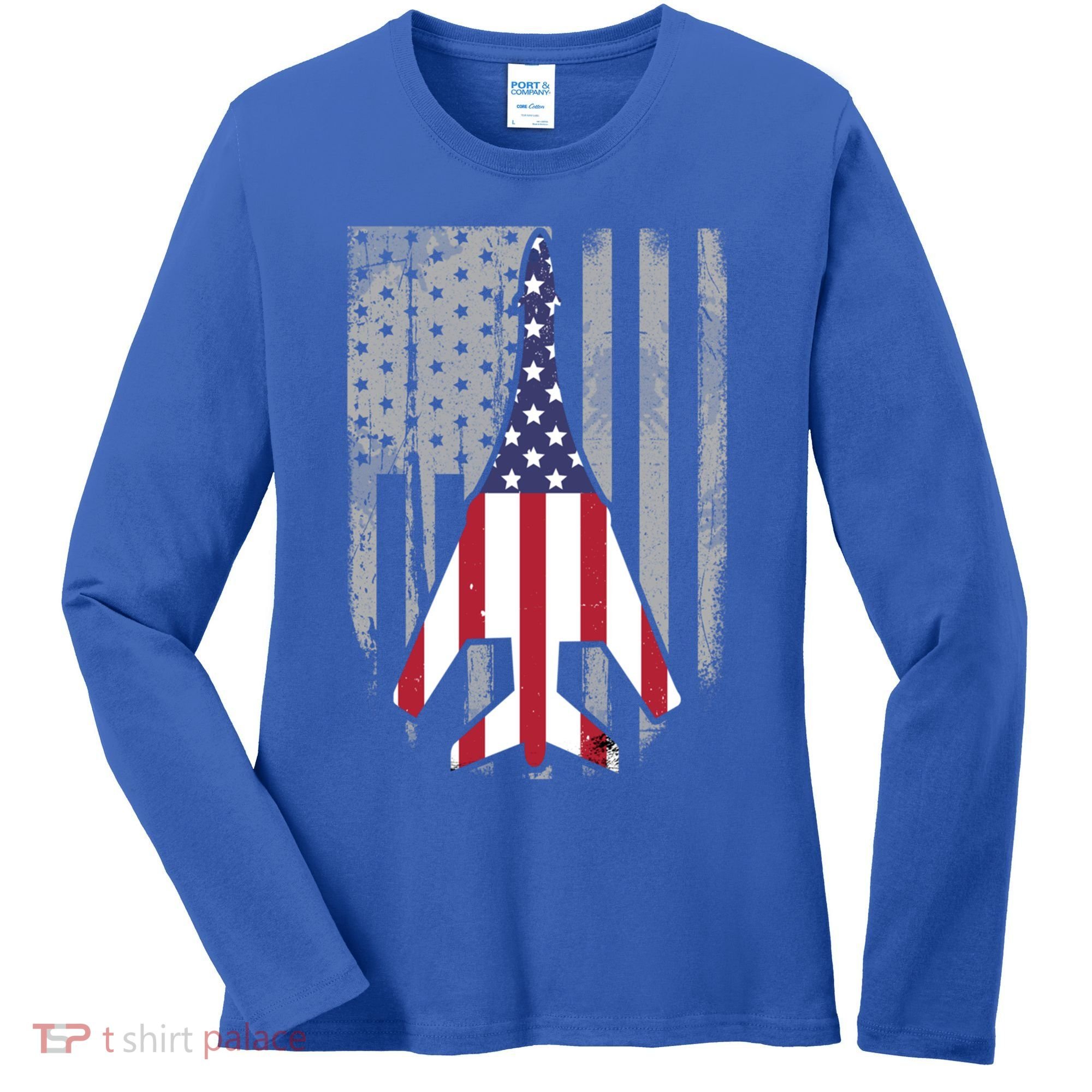 Air Force Supersonic Bgreat Gift1 Bomber Jet American Flag Squadron Gift Women's Long Sleeve Shirt