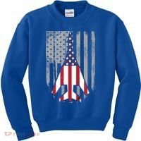 Air Force Supersonic Bgreat Gift1 Bomber Jet American Flag Squadron Gift Kids Sweatshirt thumb 0