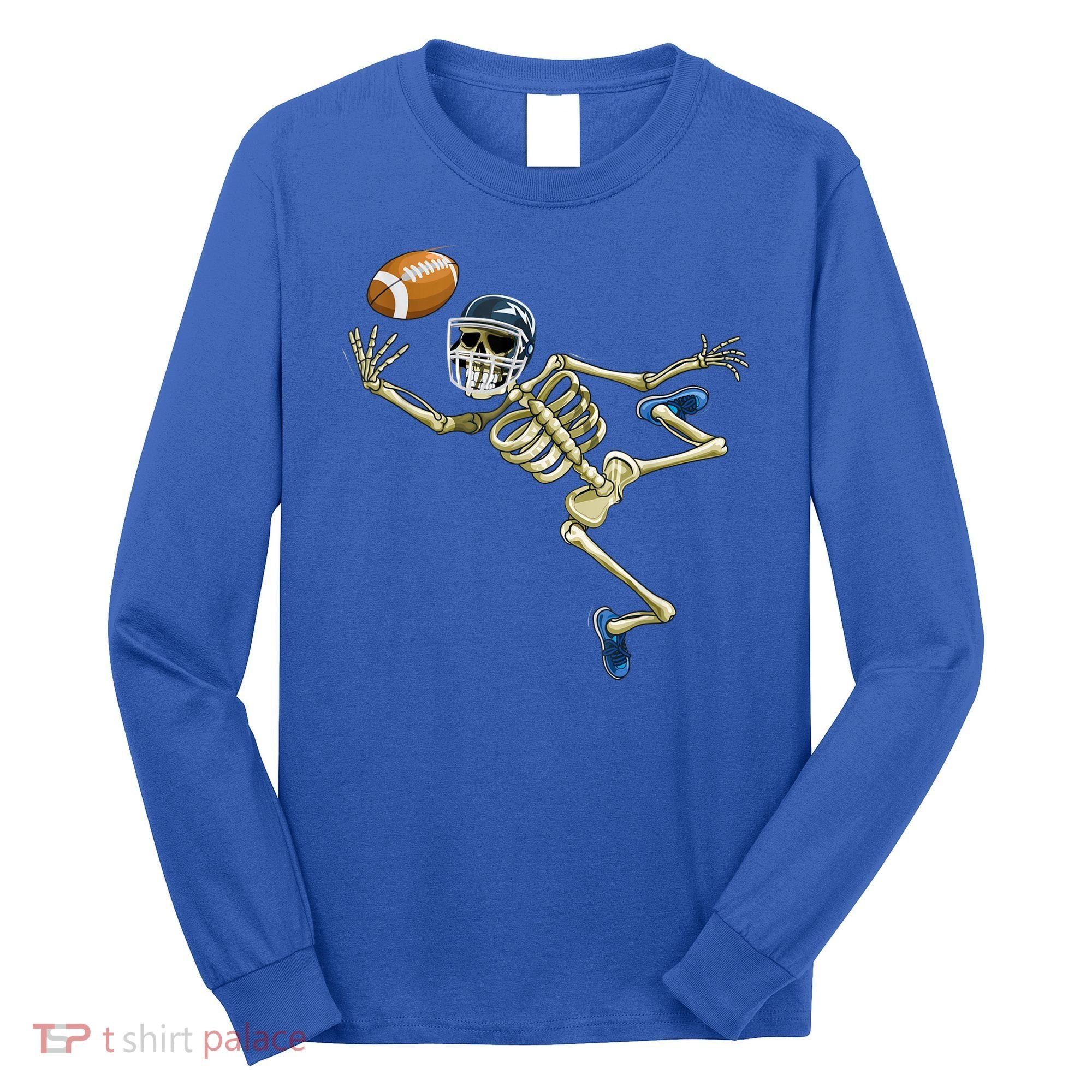 American Football Skeleton Halloween Boys Football Fan Long Sleeve Shirt