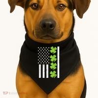 American Flag Shamrock St Patricks Day, St Patricks Day, Funny St Patricks Day, USA-Made Doggie Bandana thumb 1