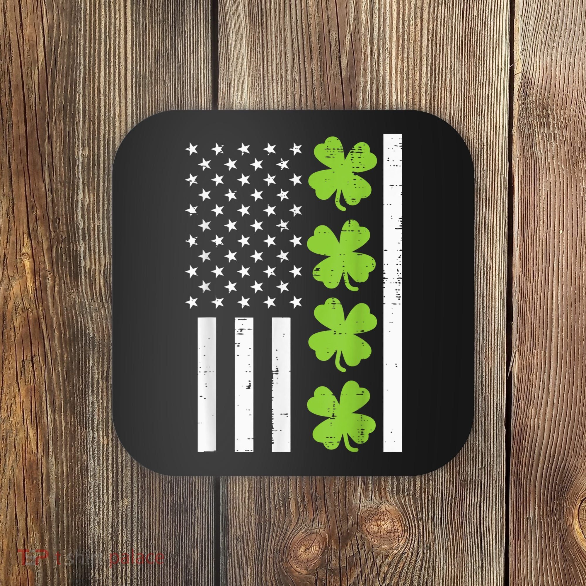 American Flag Shamrock St Patricks Day, St Patricks Day, Funny St Patricks Day, Coaster