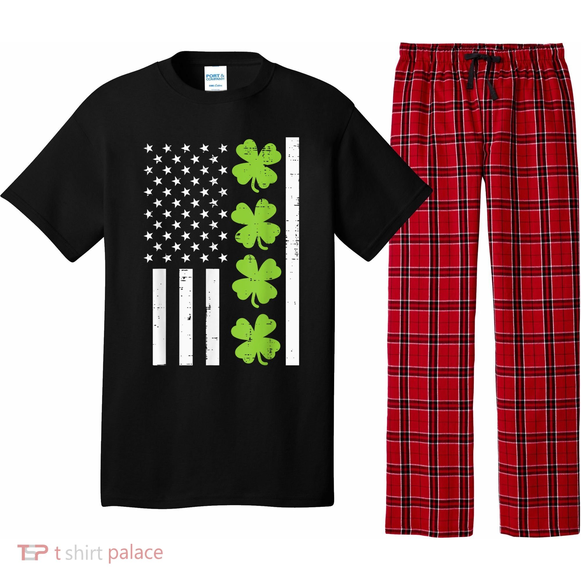 American Flag Shamrock St Patricks Day, St Patricks Day, Funny St Patricks Day, Pajama Set