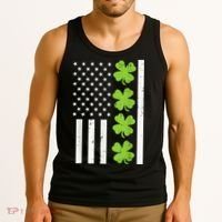 American Flag Shamrock St Patricks Day, St Patricks Day, Funny St Patricks Day, Tank Top thumb 3