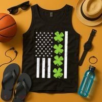 American Flag Shamrock St Patricks Day, St Patricks Day, Funny St Patricks Day, Tank Top thumb 4