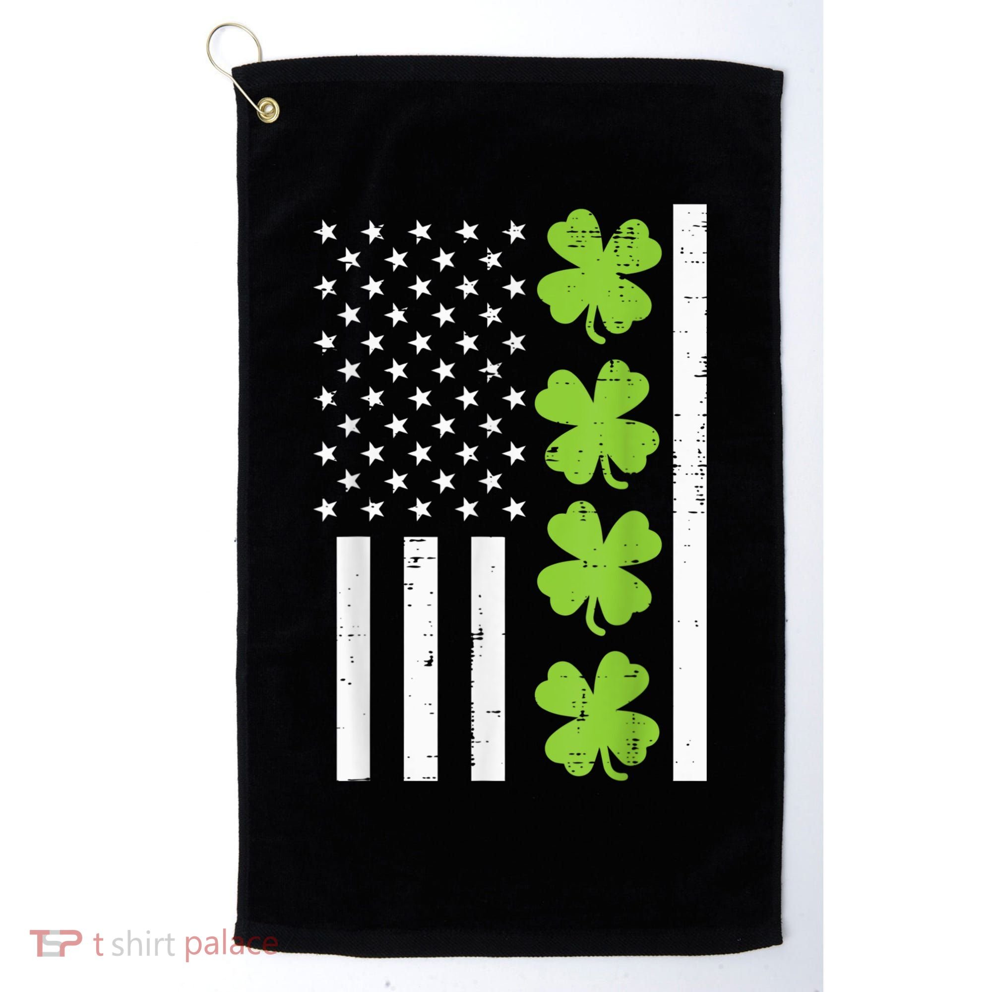 American Flag Shamrock St Patricks Day, St Patricks Day, Funny St Patricks Day, Golf Towel
