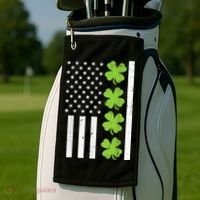 American Flag Shamrock St Patricks Day, St Patricks Day, Funny St Patricks Day, Golf Towel thumb 2