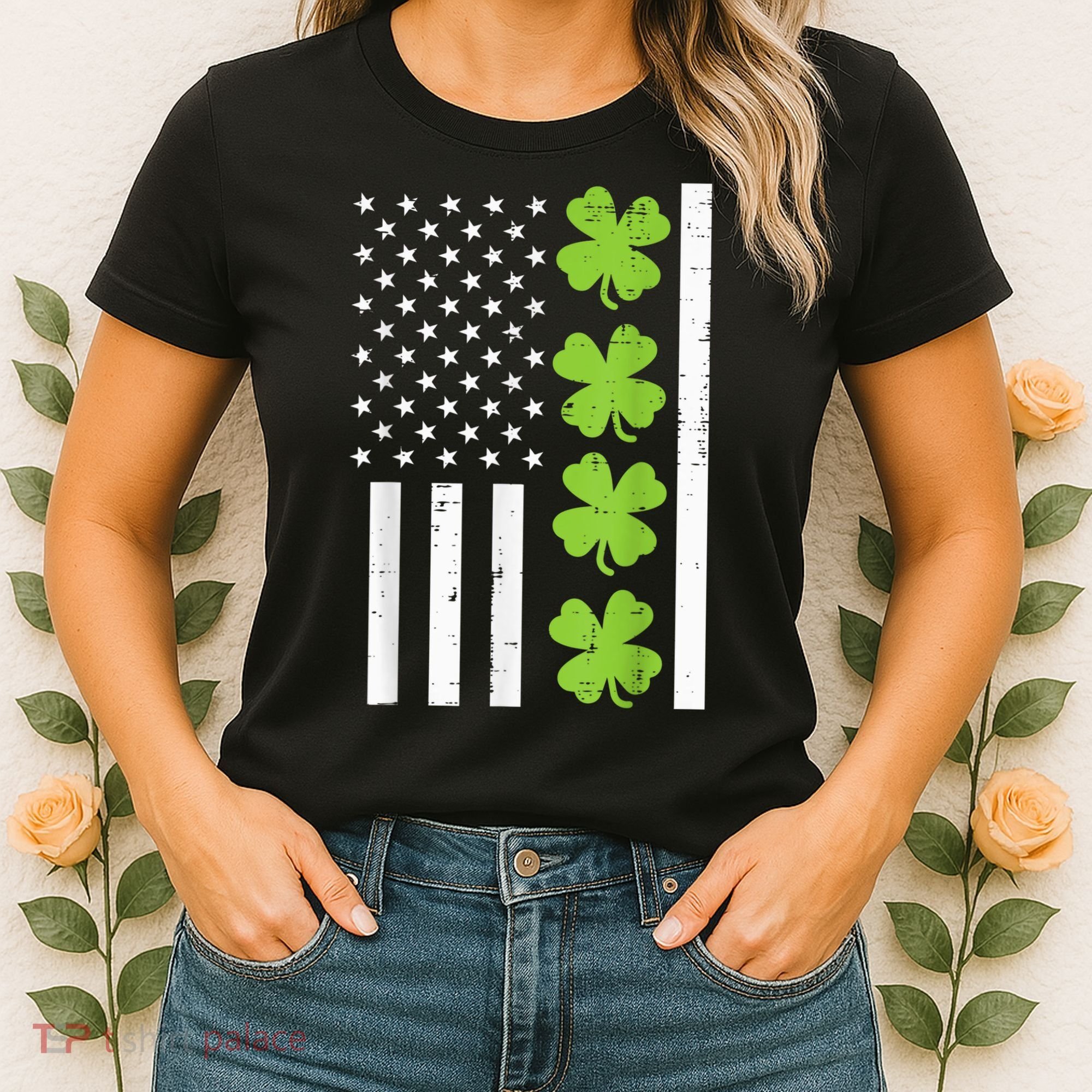 American Flag Shamrock St Patricks Day, St Patricks Day, Funny St Patricks Day, Women's T-Shirt