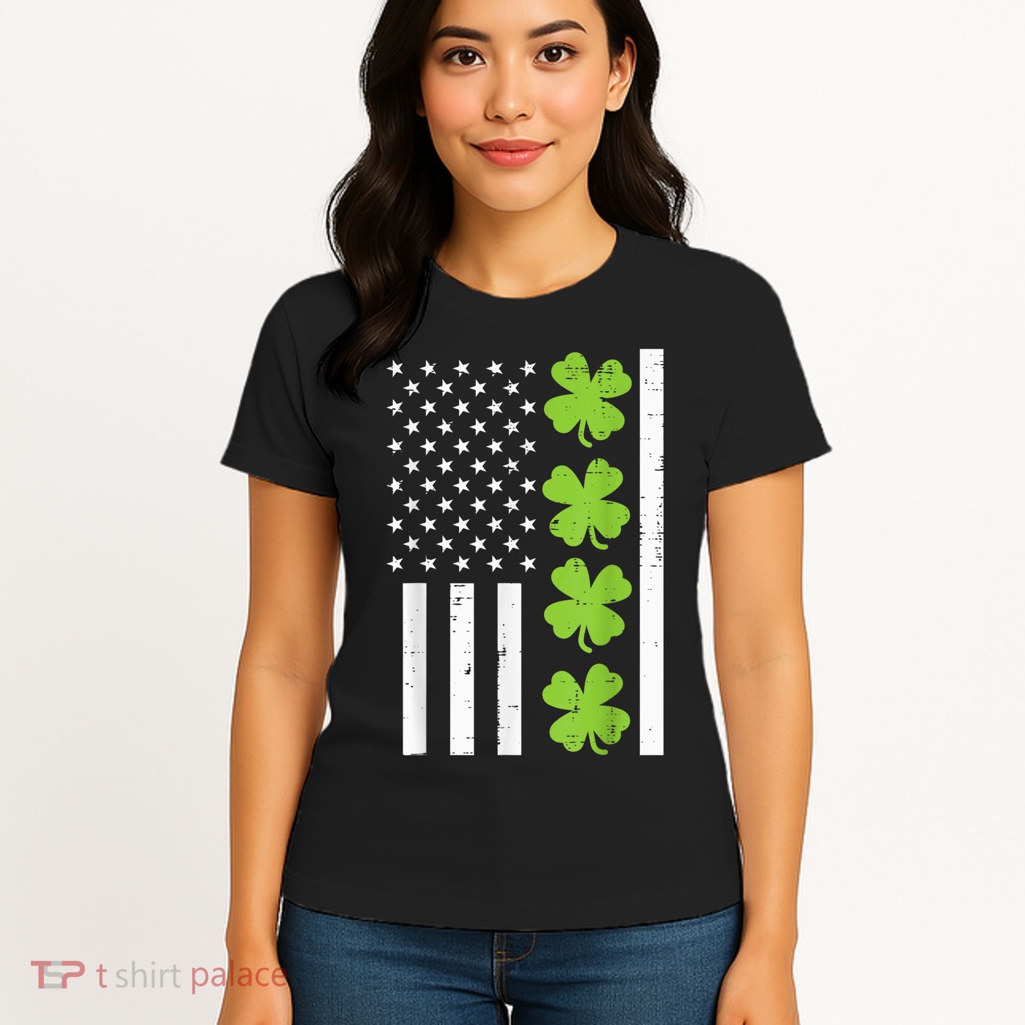American Flag Shamrock St Patricks Day, St Patricks Day, Funny St Patricks Day, Women's T-Shirt