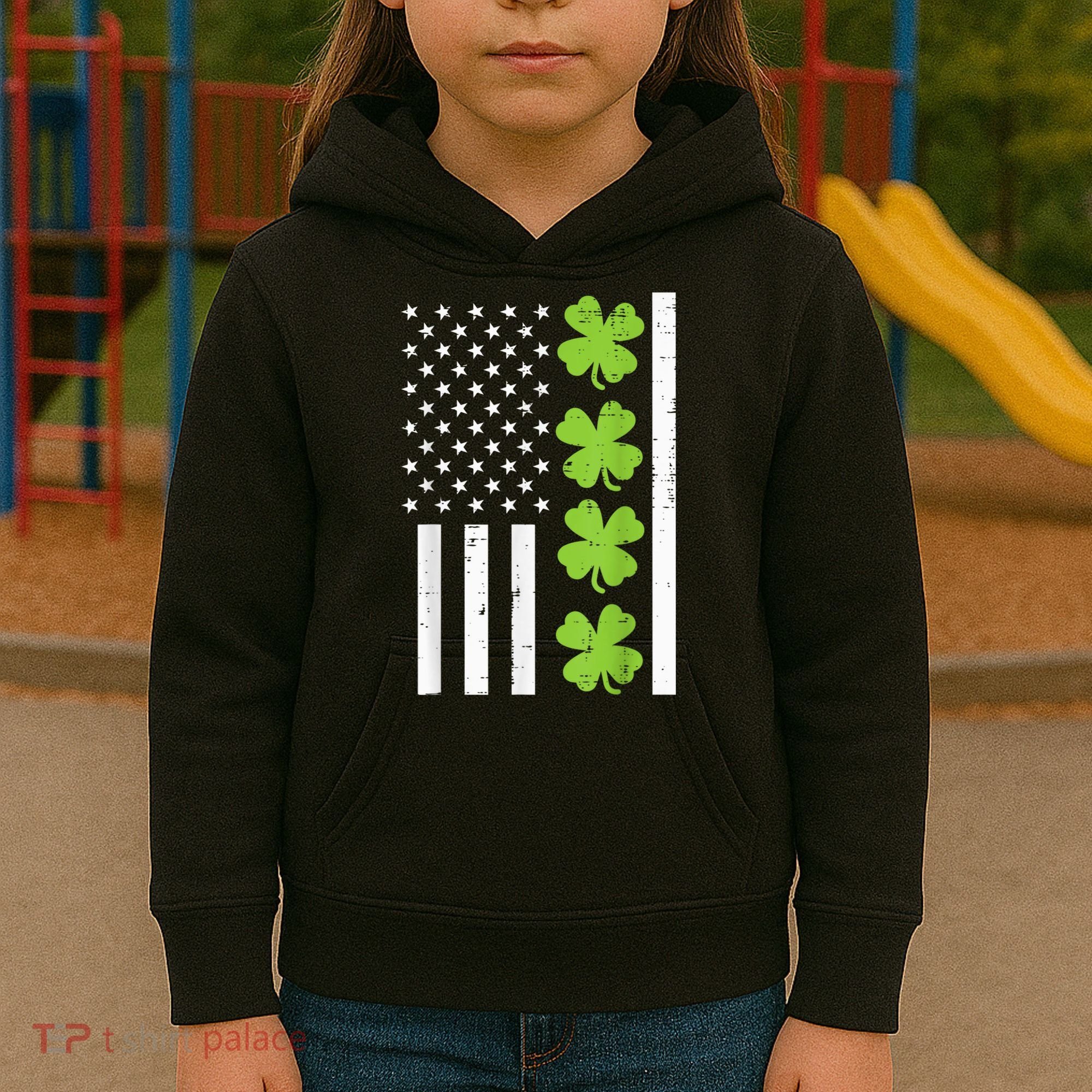 American Flag Shamrock St Patricks Day, St Patricks Day, Funny St Patricks Day, Kids Hoodie