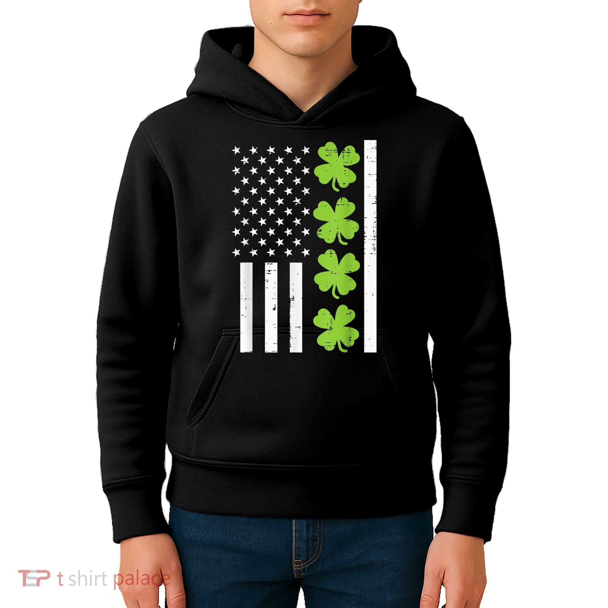 American Flag Shamrock St Patricks Day, St Patricks Day, Funny St Patricks Day, Kids Hoodie