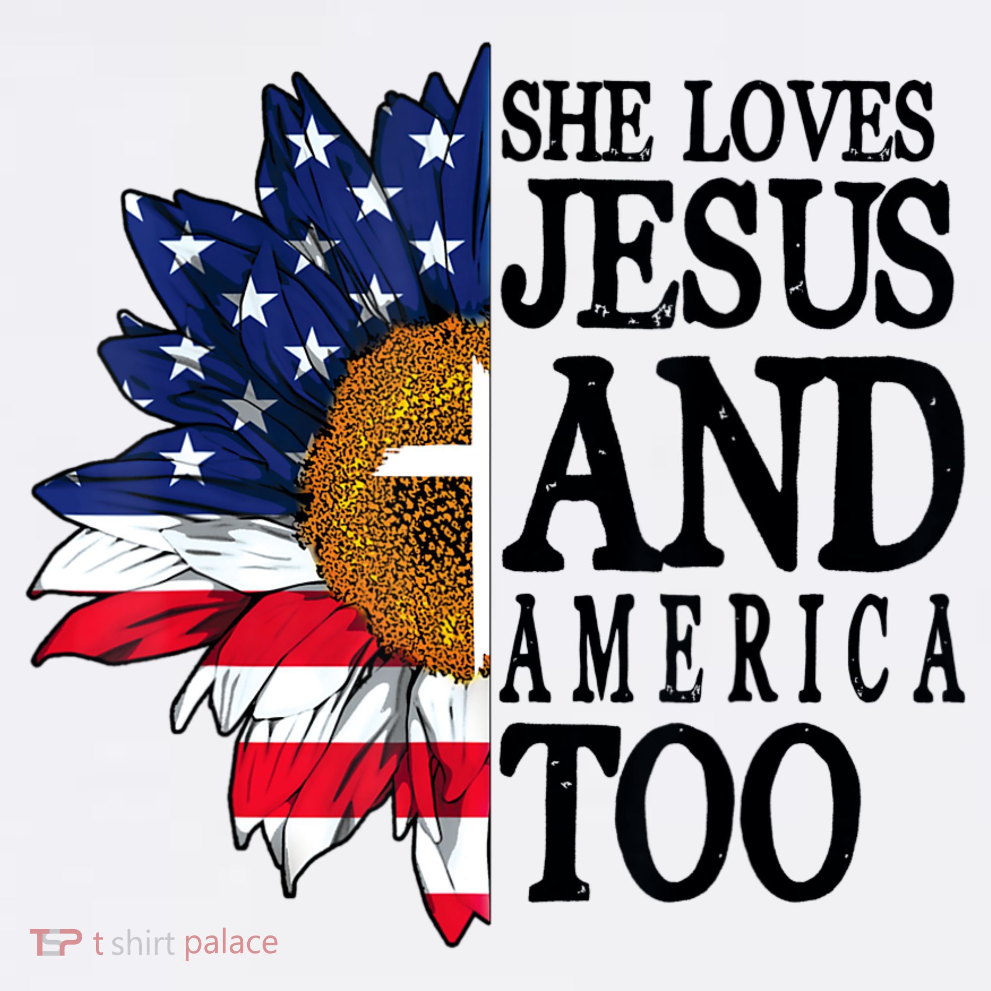 American Flag Sunflower She Loves Jesus And America Too Women's Hoodie