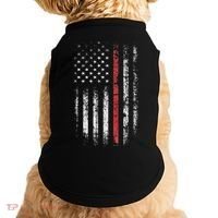 American Flag Thin Red Line Firefighter Support Patriotic Doggie Tank thumb 0