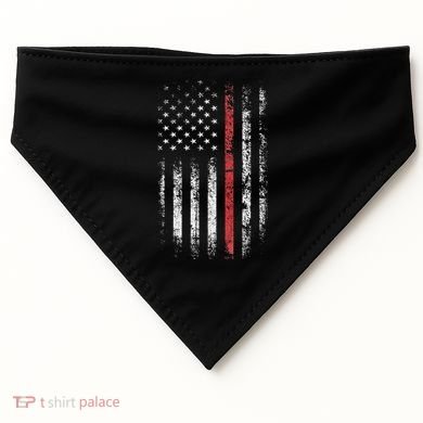 American Flag Thin Red Line Firefighter Support Patriotic USA-Made Doggie Bandana