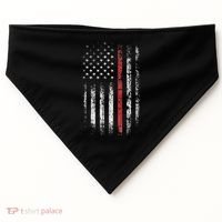 American Flag Thin Red Line Firefighter Support Patriotic USA-Made Doggie Bandana thumb 0