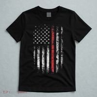 American Flag Thin Red Line Firefighter Support Patriotic T-Shirt thumb 5