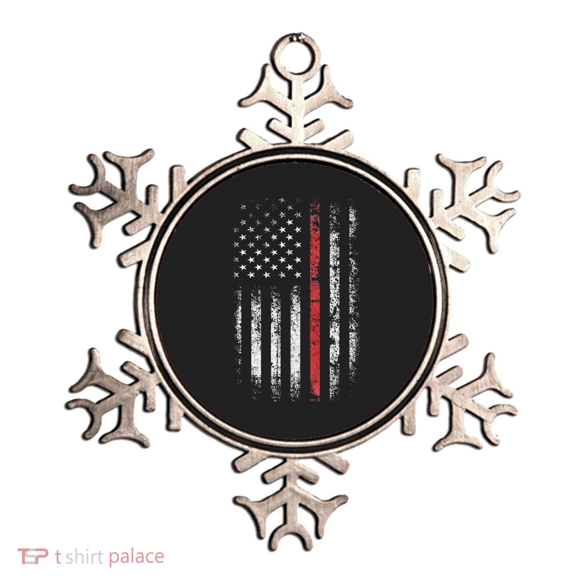 American Flag Thin Red Line Firefighter Support Patriotic Ornament