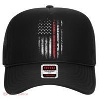 American Flag Thin Red Line Firefighter Support Patriotic Hat thumb 0