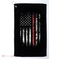 American Flag Thin Red Line Firefighter Support Patriotic Golf Towel thumb 0