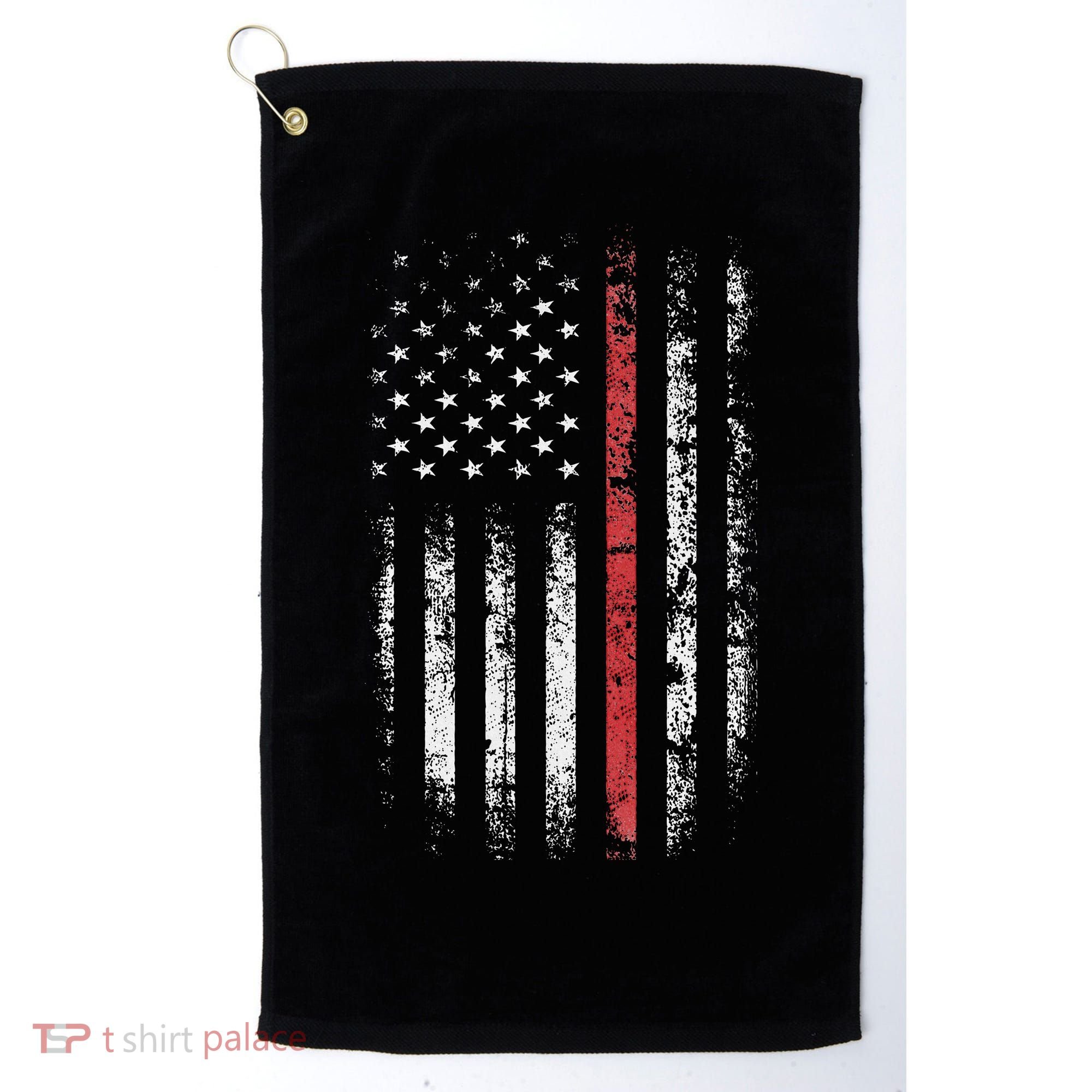 American Flag Thin Red Line Firefighter Support Patriotic Golf Towel