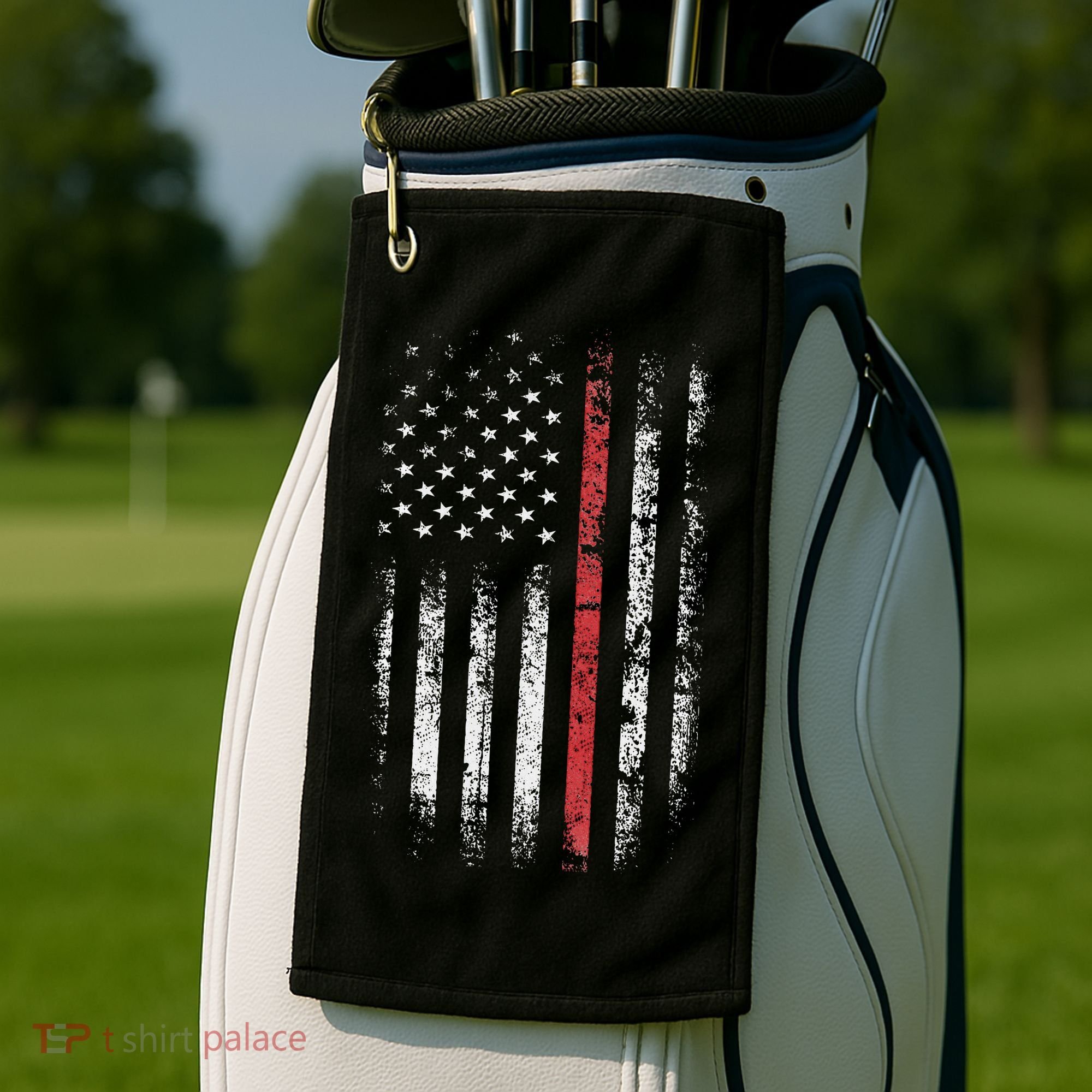 American Flag Thin Red Line Firefighter Support Patriotic Golf Towel