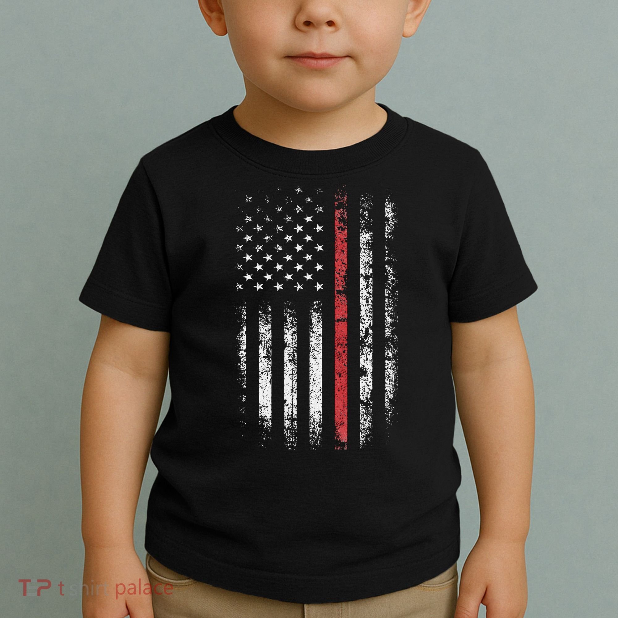 American Flag Thin Red Line Firefighter Support Patriotic Toddler T-Shirt