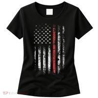 American Flag Thin Red Line Firefighter Support Patriotic Women's T-Shirt thumb 0