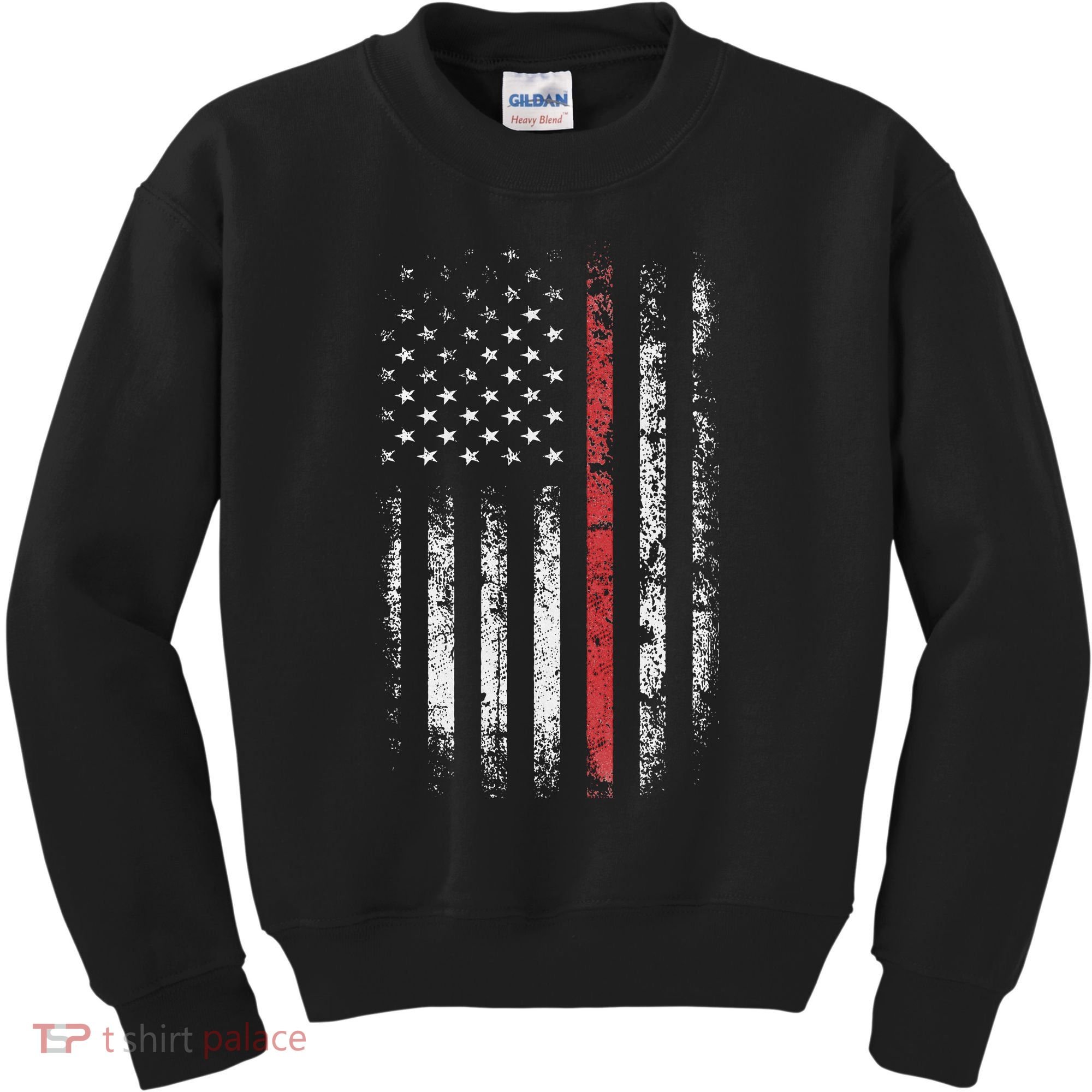 American Flag Thin Red Line Firefighter Support Patriotic Kids Sweatshirt