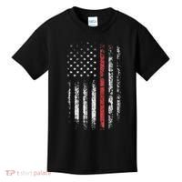 American Flag Thin Red Line Firefighter Support Patriotic Kids T-Shirt thumb 0