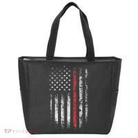 American Flag Thin Red Line Firefighter Support Patriotic Tote Bag thumb 0