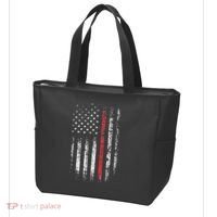 American Flag Thin Red Line Firefighter Support Patriotic Tote Bag thumb 3