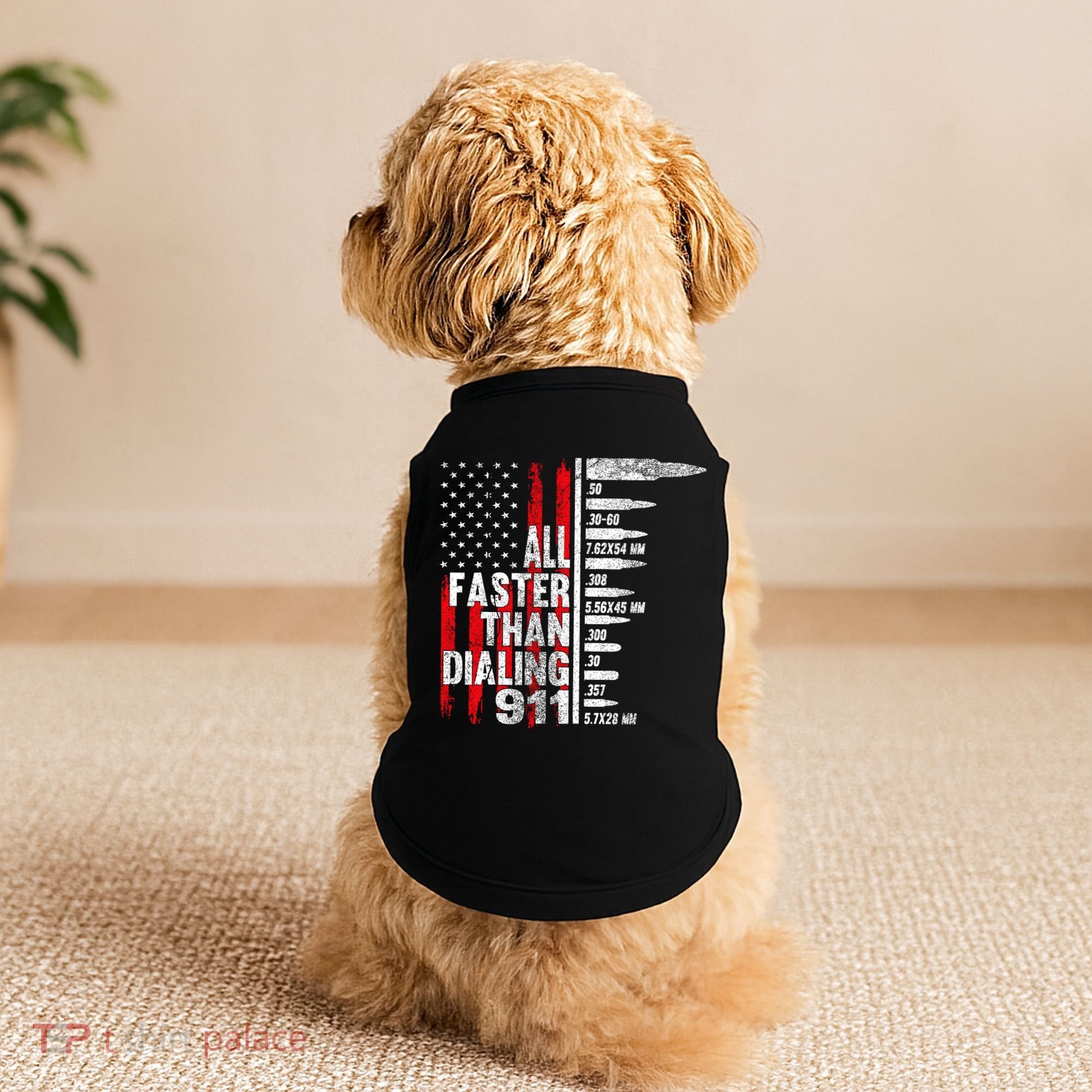 All Faster Than Dialing 911 American Flag Doggie Tank