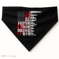 All Faster Than Dialing 911 American Flag USA-Made Doggie Bandana thumb 0