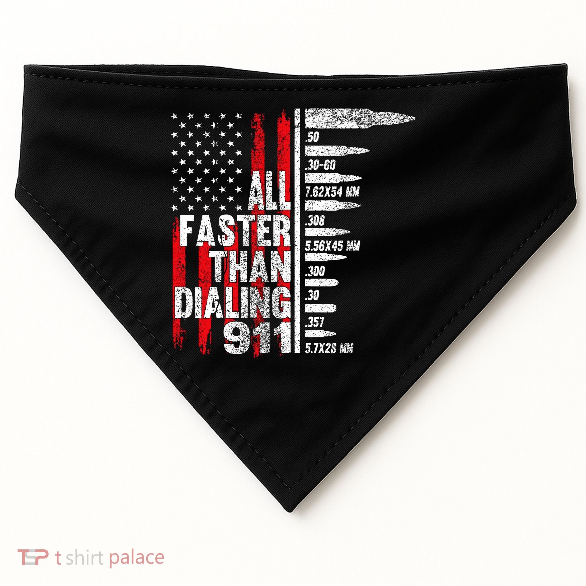 All Faster Than Dialing 911 American Flag USA-Made Doggie Bandana