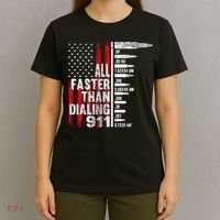 All Faster Than Dialing 911 American Flag T-Shirt thumb 4