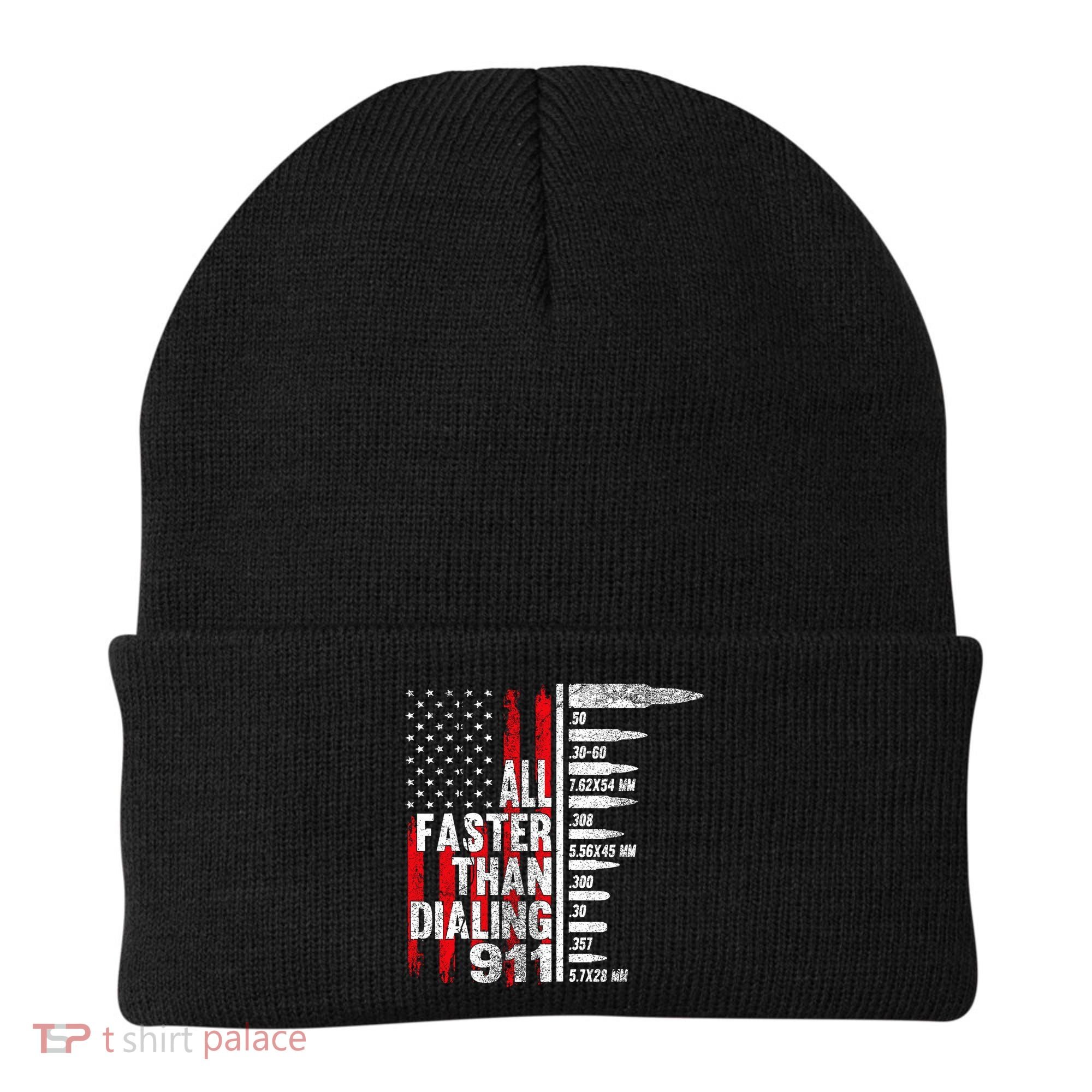 All Faster Than Dialing 911 American Flag Beanie