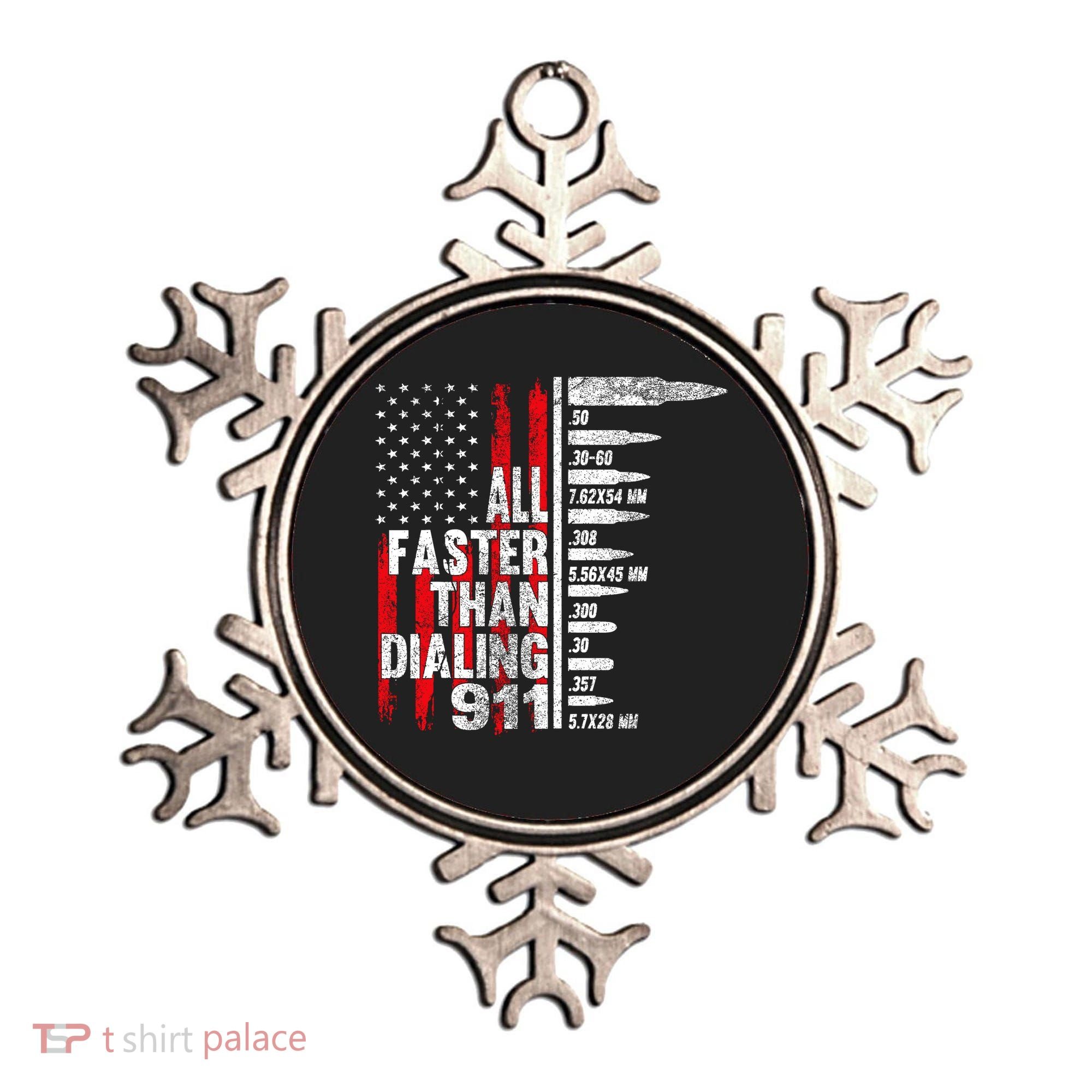 All Faster Than Dialing 911 American Flag Ornament