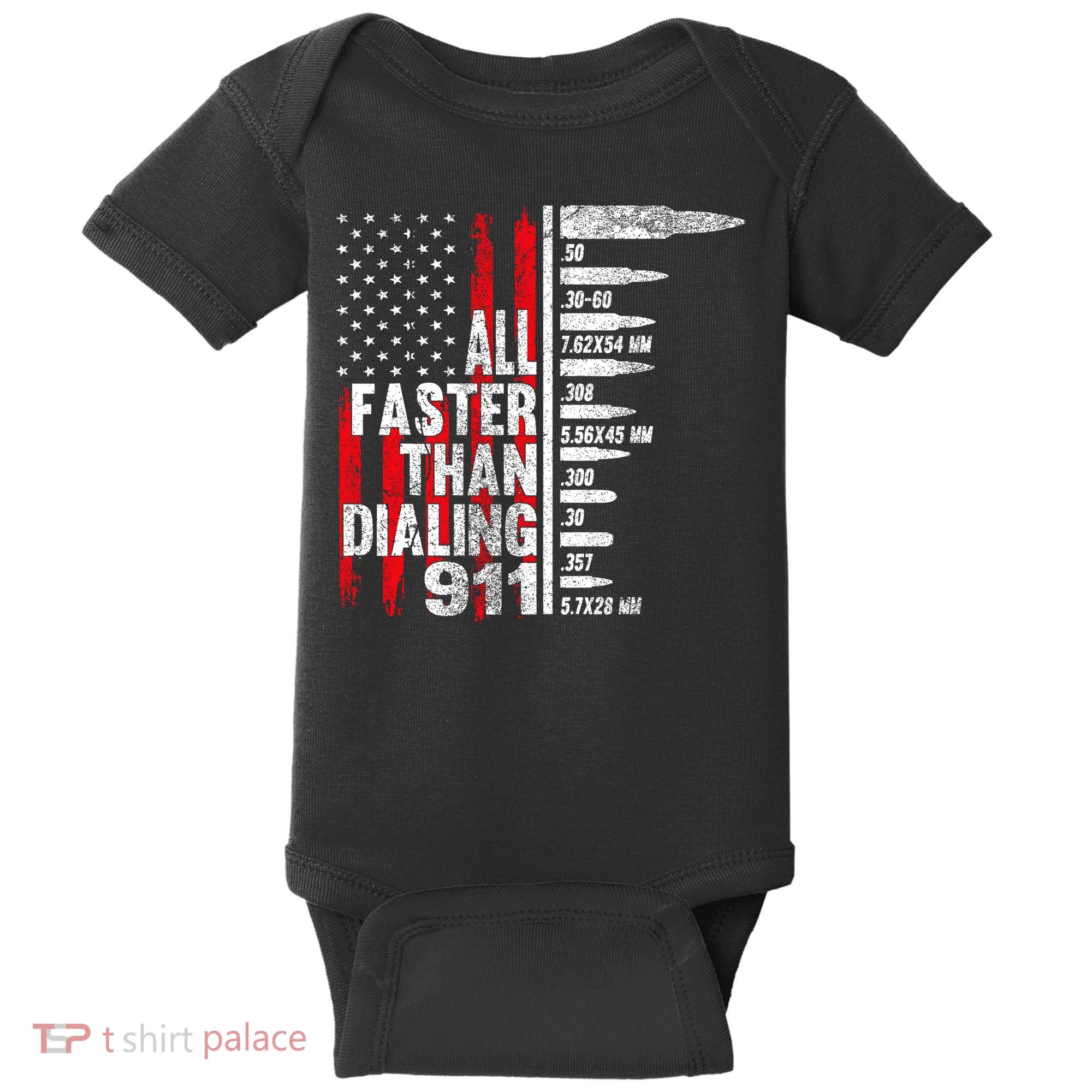 All Faster Than Dialing 911 American Flag Baby Bodysuit
